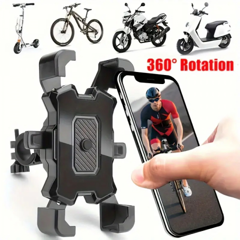 Suport Telefon pentru motocicleta/scuter Rotire la 360°, Negru, prindere pe ghidon, FIXATO [1]
