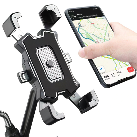 SUPORTURI TELEFON - Suport Telefon pentru motocicleta/scuter Rotire la 360°, Negru, prindere pe oglinda