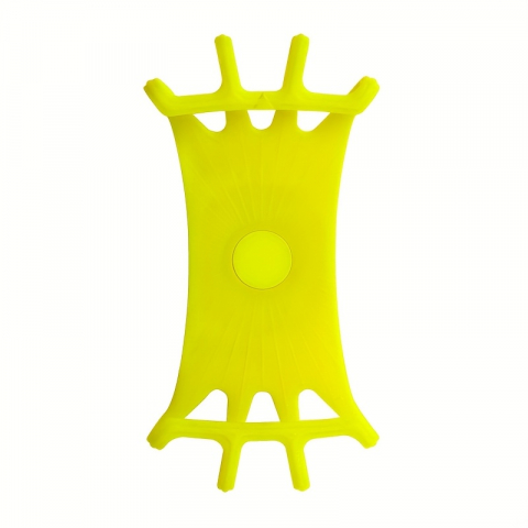 Accesorii - Suport telefon universal pentru bicicleta, FIXATO, rotativ 360°, montaj pe ghidon, silicon, compatibil bicicleta, scuter, carut, trotineta, Galben