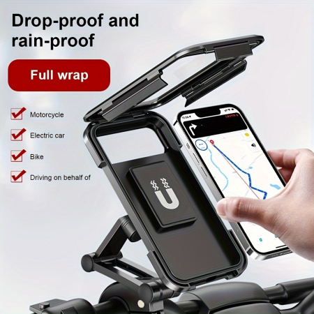 Suporturi de telefon - Suport Universal Impermeabil pentru Telefon pentru Motocicleta, Bicicleta, Scuter, Material ABS, Suport GPS rotativ 360°, suport reglabil pentru telefon, FIXATO