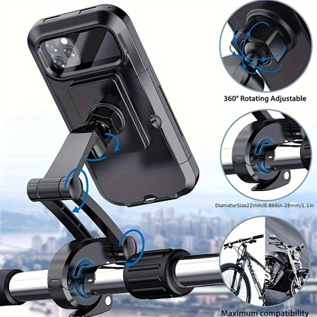 Suport Universal Impermeabil pentru Telefon pentru Motocicleta, Bicicleta, Scuter, Material ABS, Suport GPS rotativ 360°, suport reglabil pentru telefon, FIXATO [4]