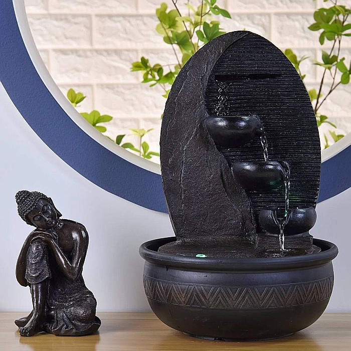 Fântână Zen de Interior cu Apă și Iluminare LED 26 × 26 × 40 cm [6]