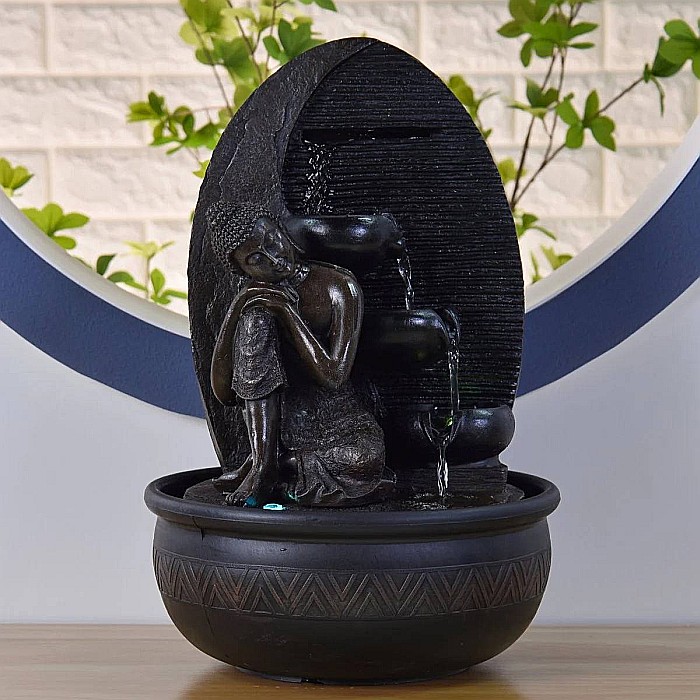 Fântână Zen de Interior cu Apă și Iluminare LED 26 × 26 × 40 cm [5]