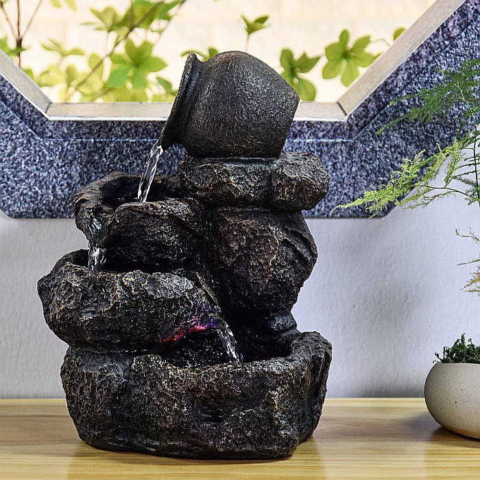 Fântână Zen de Interior cu Apă și Iluminare LED 25 × 19 × 31 cm [5]