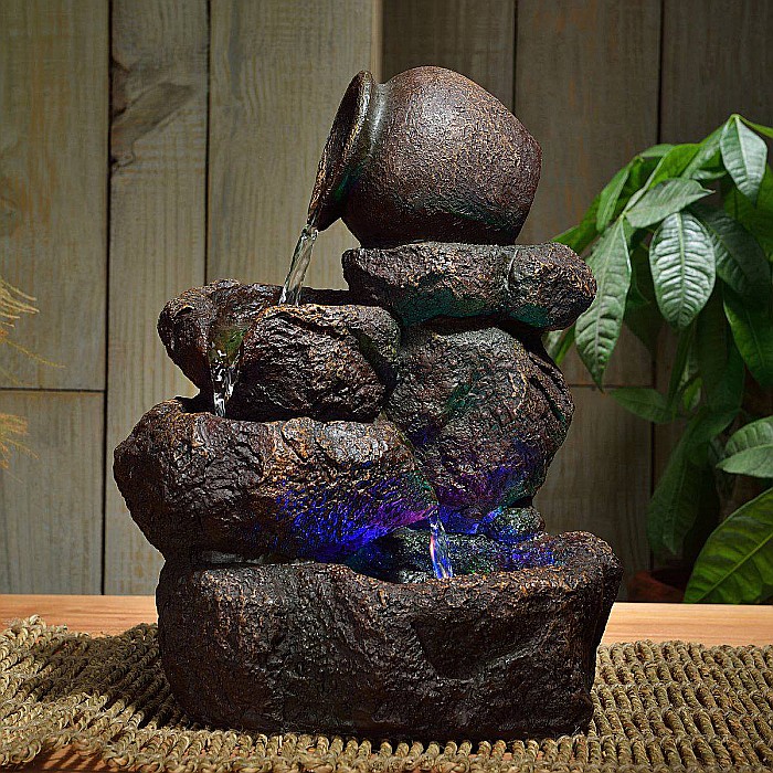 Fântână Zen de Interior cu Apă și Iluminare LED 25 × 19 × 31 cm [2]