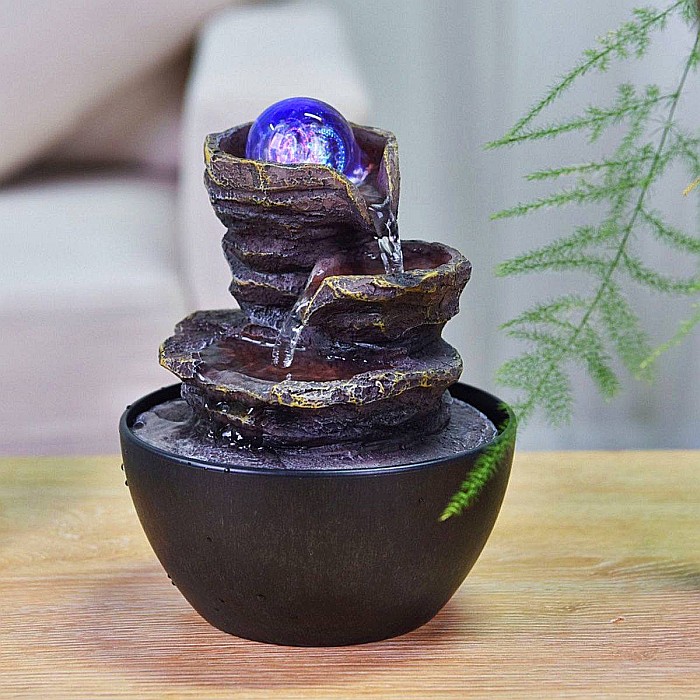 Fântână Zen de Interior din Polirășină și Ceramică cu LED 13 × 13 × 18 cm [5]