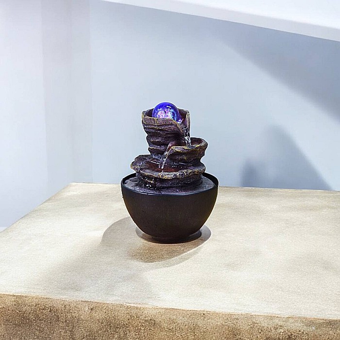 Fântână Zen de Interior din Polirășină și Ceramică cu LED 13 × 13 × 18 cm [6]