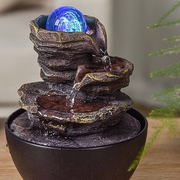 Fântână Zen de Interior din Polirășină și Ceramică cu LED 13 × 13 × 18 cm [9]