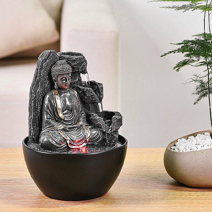 Fântână Zen de Interior din Polirășină cu Iluminare LED 13 × 13 × 18 cm [2]