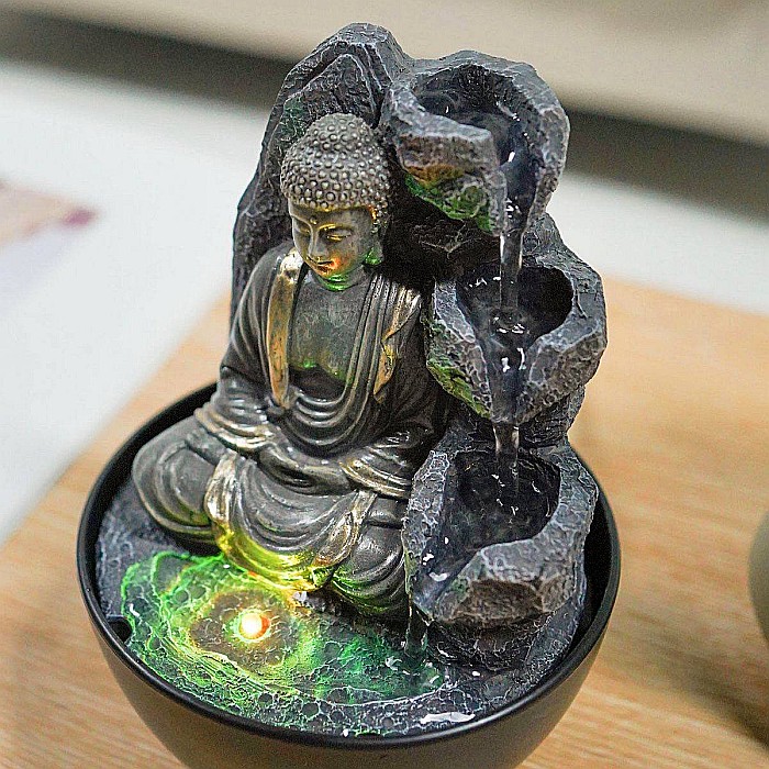 Fântână Zen de Interior din Polirășină cu Iluminare LED 13 × 13 × 18 cm [3]
