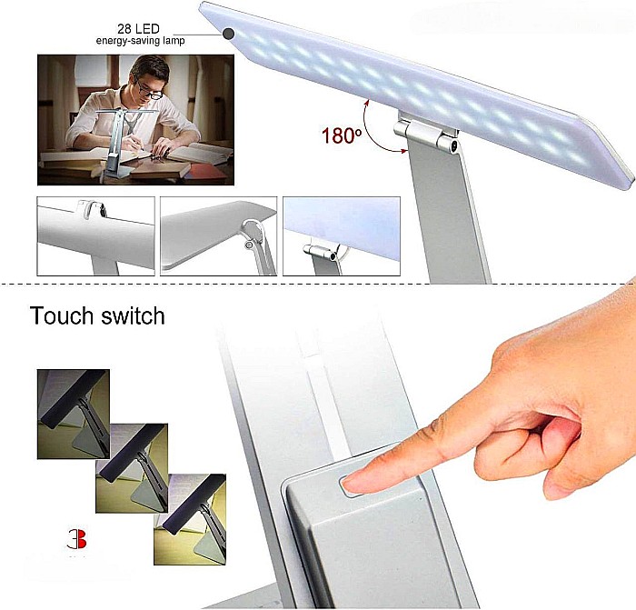 Lampă de Birou LED Smart Silver cu 3 Trepte de Luminozitate și USB-C [3]