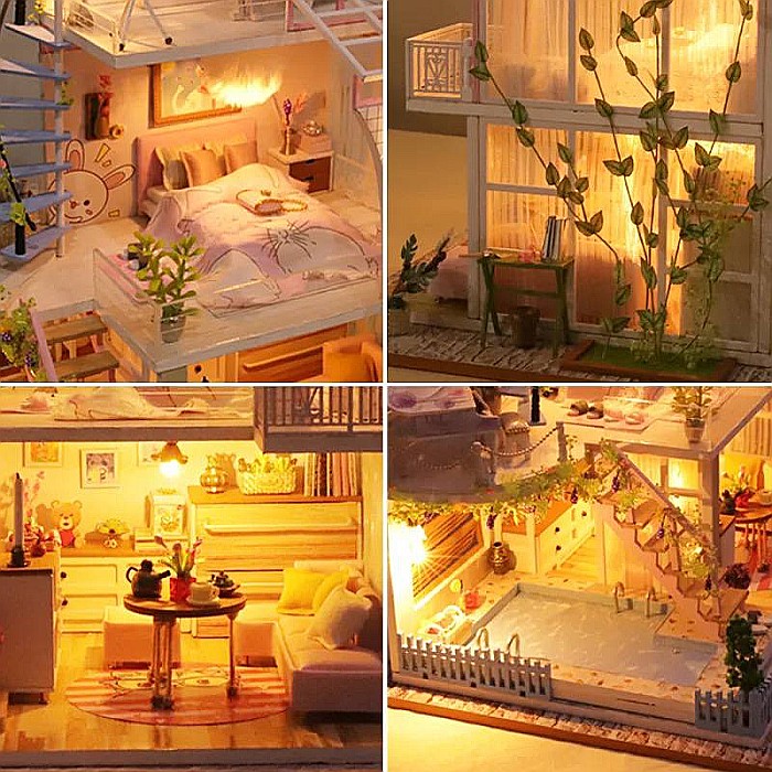 Căsuță de Asamblat în Miniatură DIY Casa cu Telescop cu Iluminare LED [2]