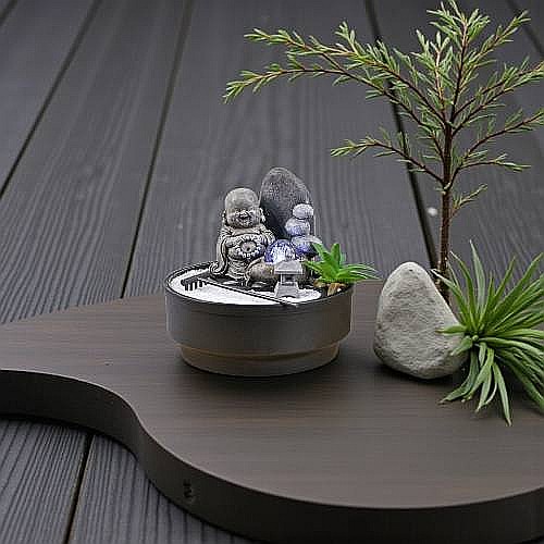 Fântână Zen de Interior cu Apă și Iluminare LED 21 × 21 × 21 cm [2]
