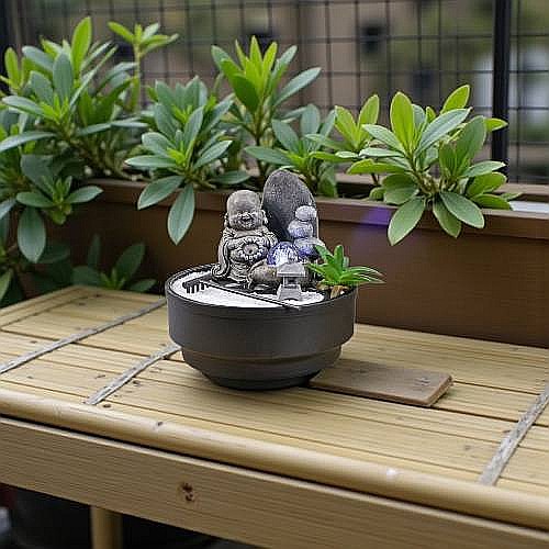 Fântână Zen de Interior cu Apă și Iluminare LED 21 × 21 × 21 cm [3]
