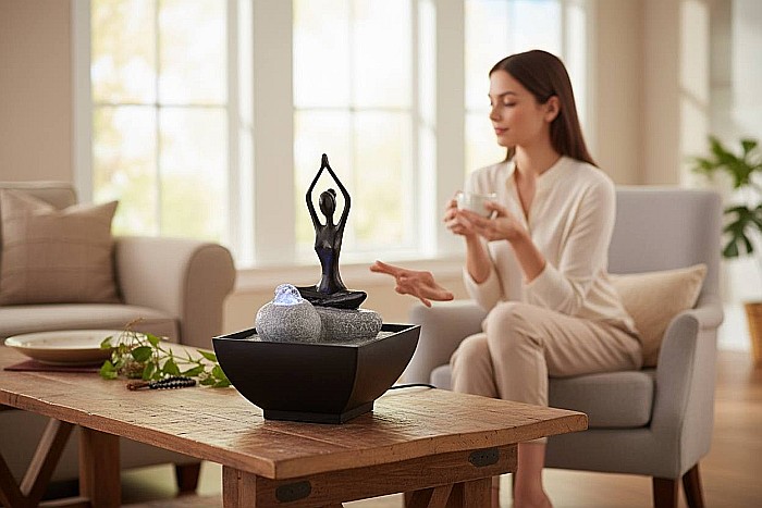 Fântână Zen de Interior cu Apă și Iluminare LED 26 × 26 × 40 cm [8]