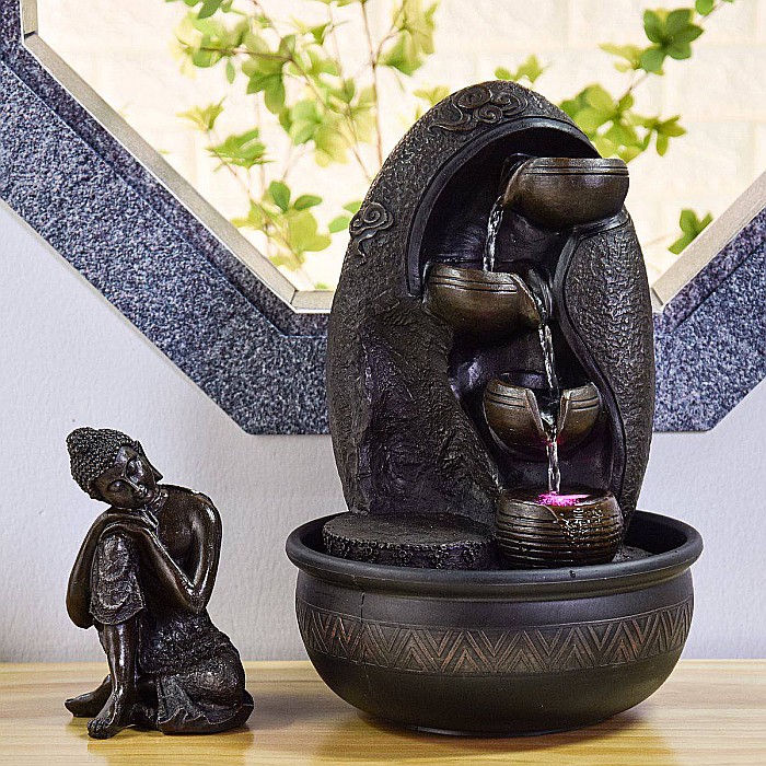 Fântână Zen de Interior cu Apă și Iluminare LED 26 × 26 × 40 cm [6]