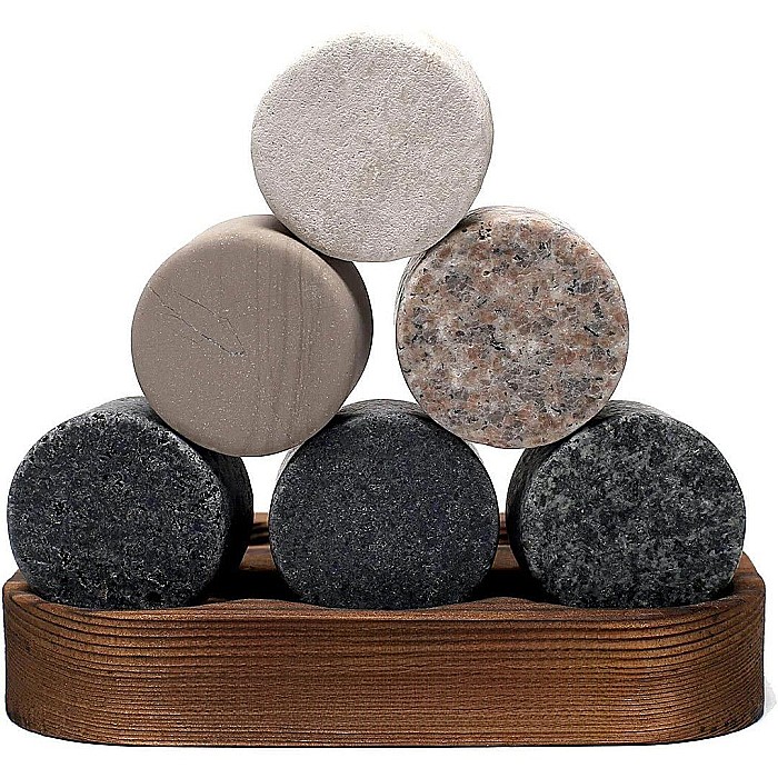 Set Cadou Pietre pentru Whisky R.O.C.K.S. The Original Rocks, 6 Pietre din Granit cu Suport din Lemn [2]