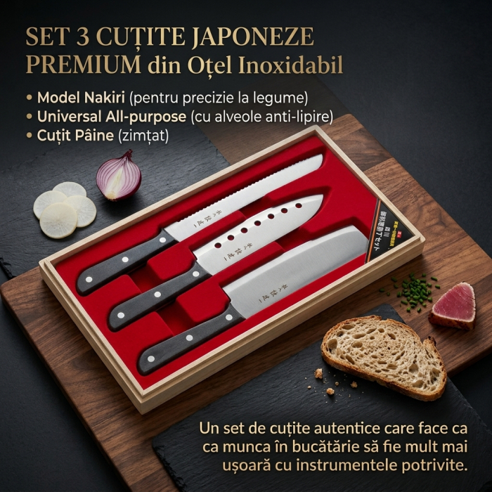 Set 3 Cuțite Chen Kenichi Nakiri Universal și Pâine [2]