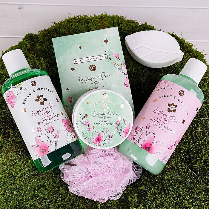 Set Cadou pentru Baie Accentra Belle & Whistle, English Pear & Vanilie, 6 Piese în Cutie Metalică Imprimată [2]