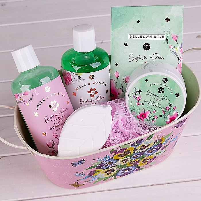 Set Cadou pentru Baie Accentra Belle & Whistle, English Pear & Vanilie, 6 Piese în Cutie Metalică Imprimată [3]