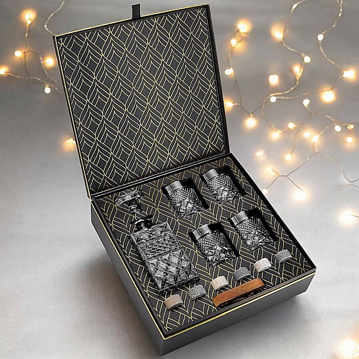 Set Cadou Pahare Whisky și Decanter R.O.C.K.S. cu Pietre din Granit [4]