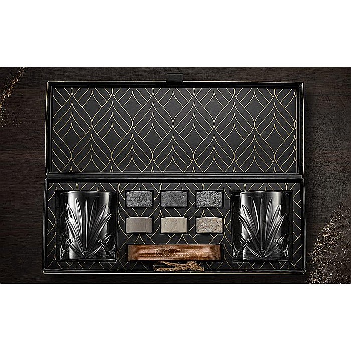 Set Cadou Pahare Whisky R.O.C.K.S. The Connoisseur’s Set Palm, 2 Pahare din Cristal 290 ml și Pietre din Granit [8]