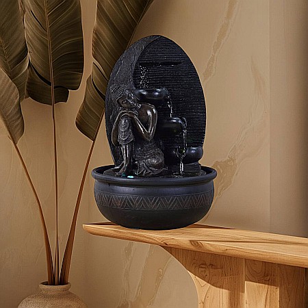 Fântână Zen de Interior cu Apă și Iluminare LED 26 × 26 × 40 cm [3]