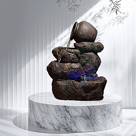 Atmosferă & Ambient - Fântână Zen de Interior cu Apă și Iluminare LED 25 × 19 × 31 cm