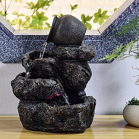 Fântână Zen de Interior cu Apă și Iluminare LED 25 × 19 × 31 cm [4]
