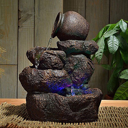 Fântână Zen de Interior cu Apă și Iluminare LED 25 × 19 × 31 cm [1]
