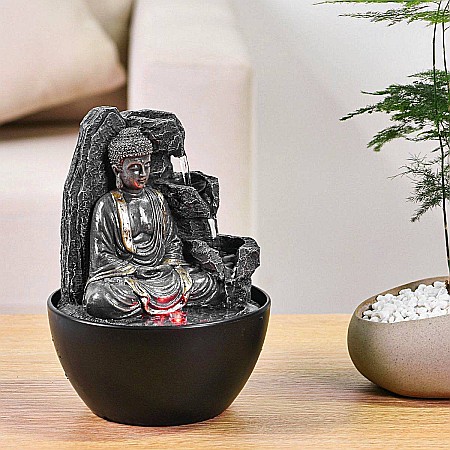 Fântână Zen de Interior din Polirășină cu Iluminare LED 13 × 13 × 18 cm [1]