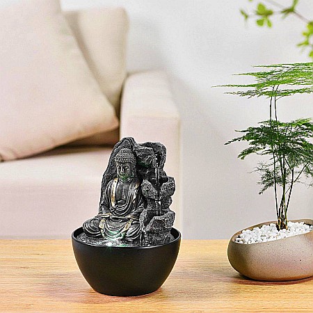 Fântână Zen de Interior din Polirășină cu Iluminare LED 13 × 13 × 18 cm [4]