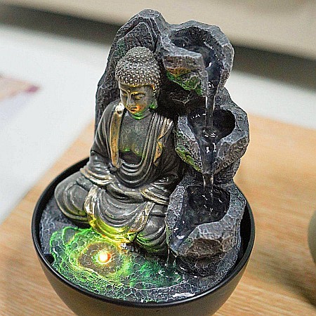 Fântână Zen de Interior din Polirășină cu Iluminare LED 13 × 13 × 18 cm [2]