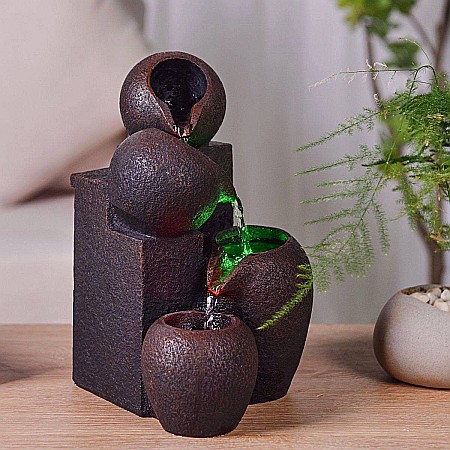 Fântână Zen de Interior cu Apă și Iluminare LED 18 × 15 × 25 cm [3]
