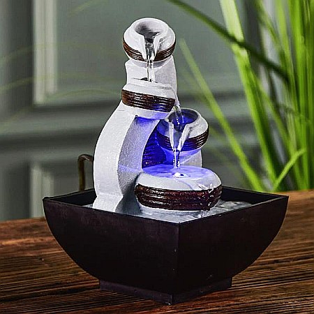 Atmosferă & Ambient - Fântână Zen de Interior cu Apă și Iluminare LED 13 × 12 × 18 cm