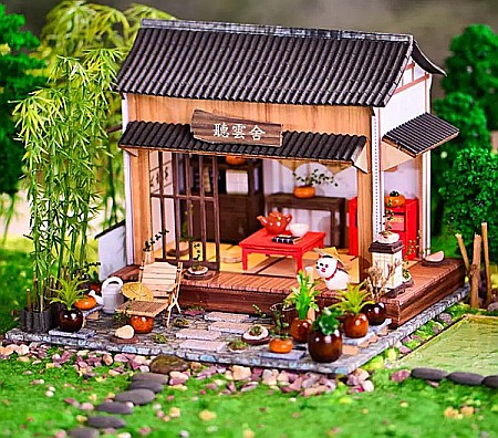Căsuță de Asamblat în Miniatură DIY Casa de Ceai cu Bambus și Iluminare LED [2]