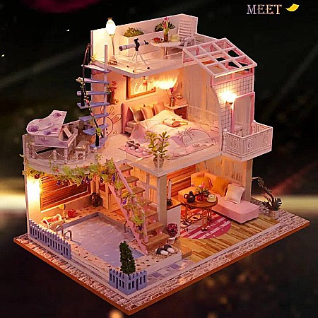 Căsuță de Asamblat în Miniatură DIY Casa cu Telescop cu Iluminare LED [3]