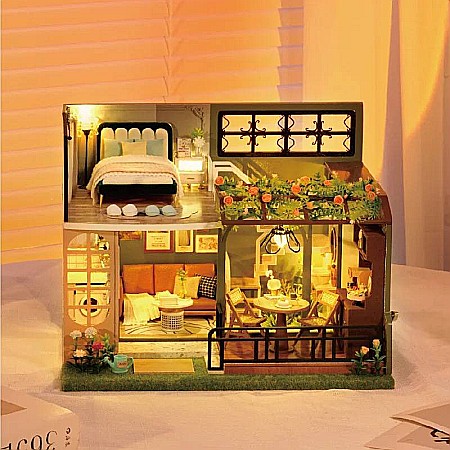 Căsuță de Asamblat în Miniatură DIY Casa cu Trandafiri și Iluminare LED [1]