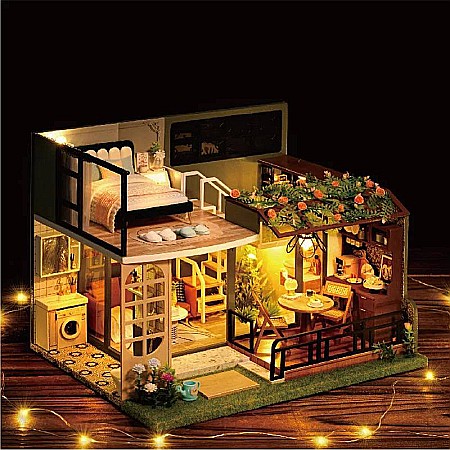Căsuță de Asamblat în Miniatură DIY Casa cu Trandafiri și Iluminare LED [4]