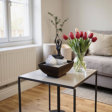 Atmosferă & Ambient - Fântână Zen de Interior cu Apă și Iluminare LED 26 × 26 × 40 cm