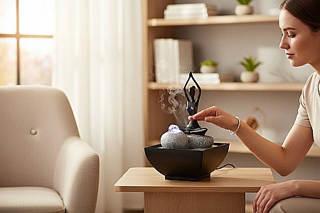 Fântână Zen de Interior cu Apă și Iluminare LED 26 × 26 × 40 cm [6]