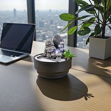 Fântână Zen de Interior cu Apă și Iluminare LED 21 × 21 × 21 cm [3]