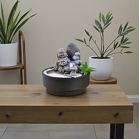 Atmosferă & Ambient - Fântână Zen de Interior cu Apă și Iluminare LED 21 × 21 × 21 cm