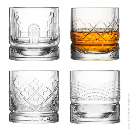 Acasă & Răsfăț - Set 4 Pahare Whisky Dandy La Rochère, 4 Modele Diferite, 300 ml