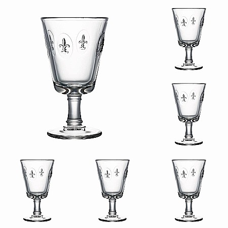 Acasă & Răsfăț - Set 6 Pahare de Vin Fleur de Lys La Rochère din Sticlă Presată 240 ml