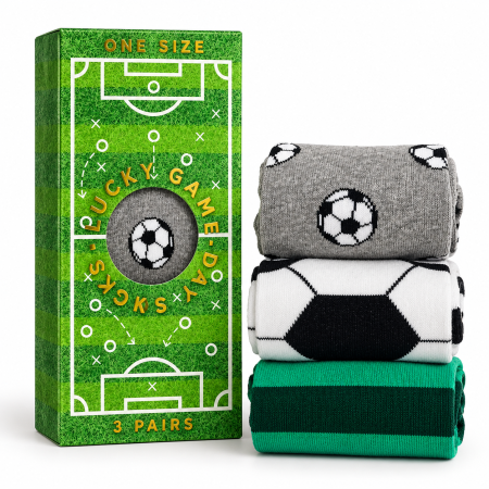 Șosete cu Personalitate - Set Cadou 3 Perechi Șosete Unisex Fotbal Day