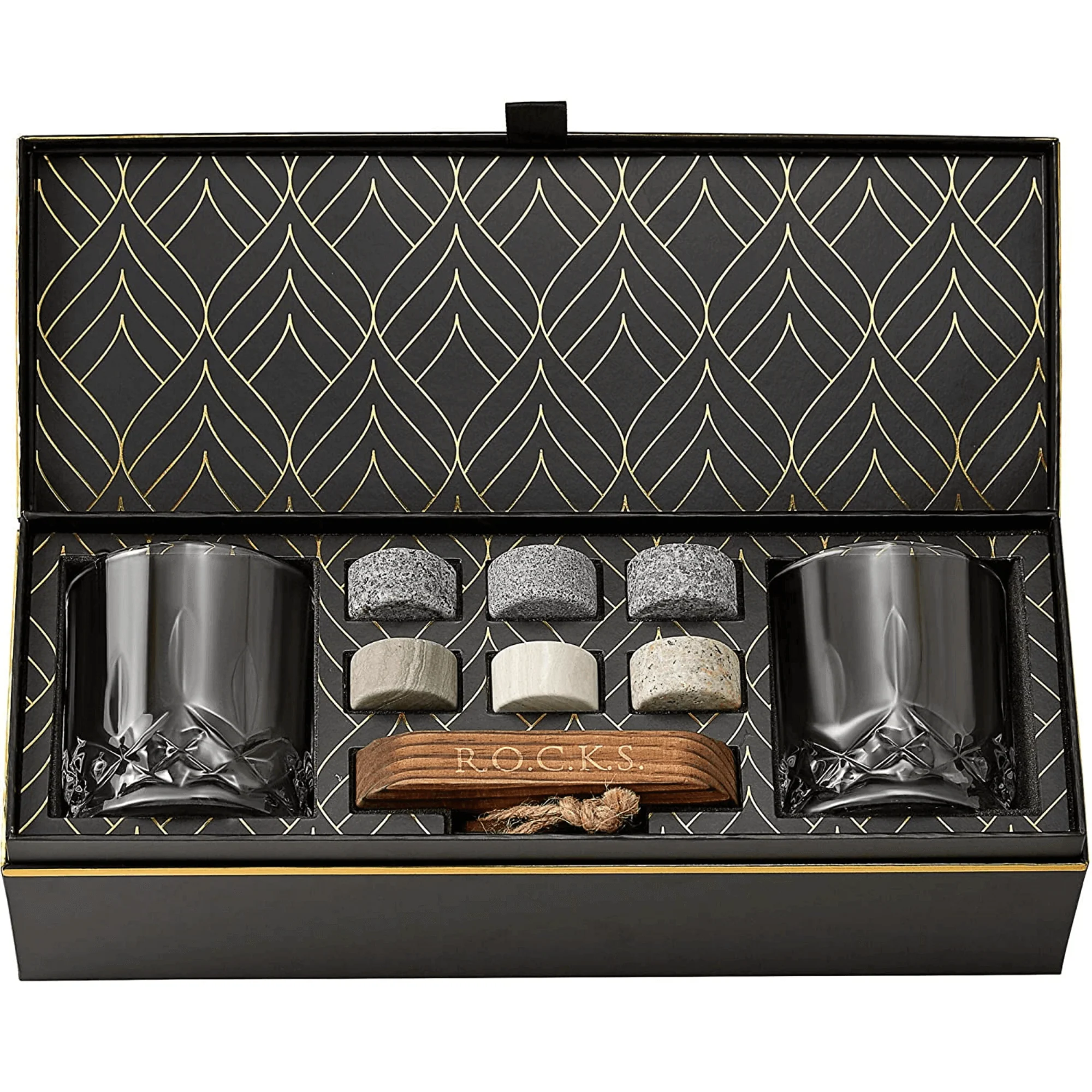 Acasă & Răsfăț - Set Cadou Pahare Whisky R.O.C.K.S. Signature cu Pietre din Granit