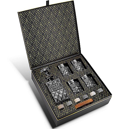 Cadouri - Set Cadou Pahare Whisky și Decanter R.O.C.K.S. cu Pietre din Granit