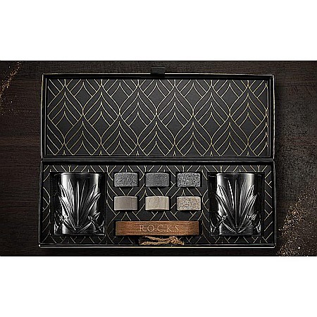 Set Cadou Pahare Whisky R.O.C.K.S. The Connoisseur’s Set Palm, 2 Pahare din Cristal 290 ml și Pietre din Granit [7]