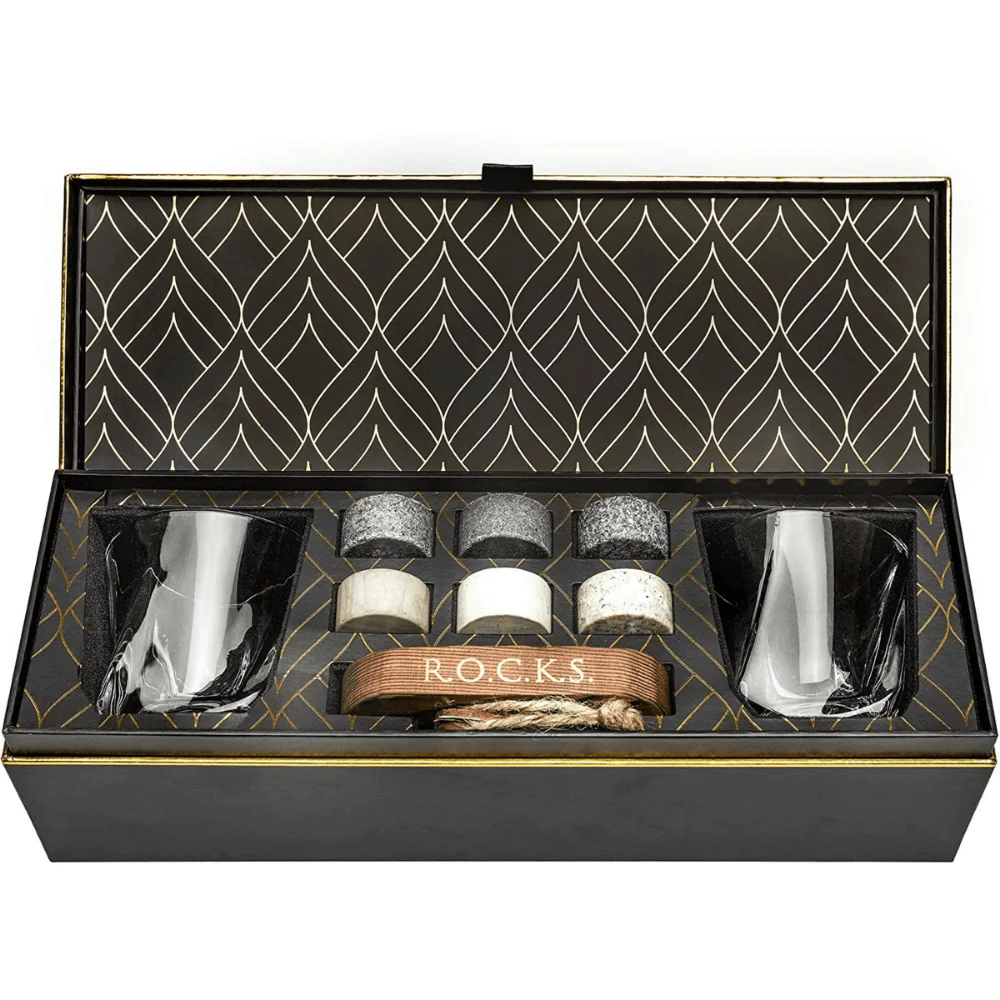 Mixologie & Bar - Set Cadou Pahare Whisky R.O.C.K.S. cu Pietre din Granit